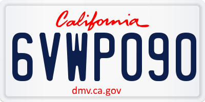CA license plate 6VWP090