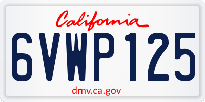 CA license plate 6VWP125