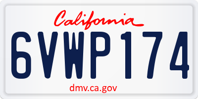 CA license plate 6VWP174