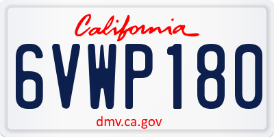 CA license plate 6VWP180