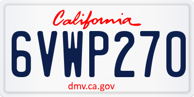 CA license plate 6VWP270