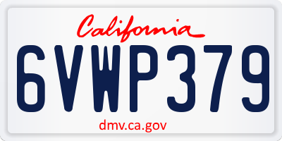 CA license plate 6VWP379