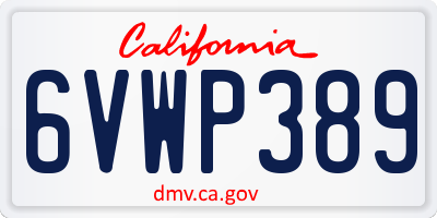 CA license plate 6VWP389
