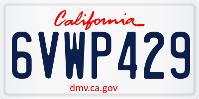 CA license plate 6VWP429