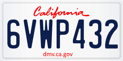CA license plate 6VWP432
