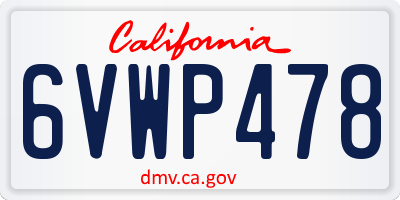 CA license plate 6VWP478