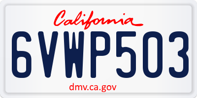 CA license plate 6VWP503