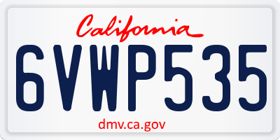 CA license plate 6VWP535