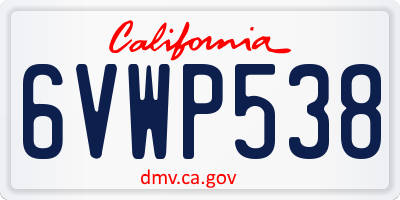 CA license plate 6VWP538