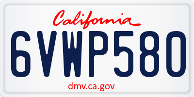 CA license plate 6VWP580