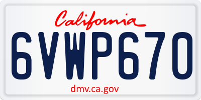 CA license plate 6VWP670