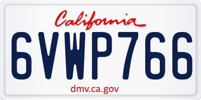 CA license plate 6VWP766
