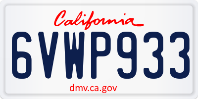 CA license plate 6VWP933
