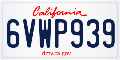 CA license plate 6VWP939
