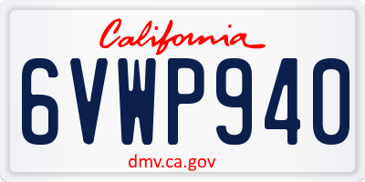 CA license plate 6VWP940