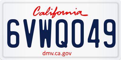 CA license plate 6VWQ049
