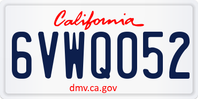 CA license plate 6VWQ052