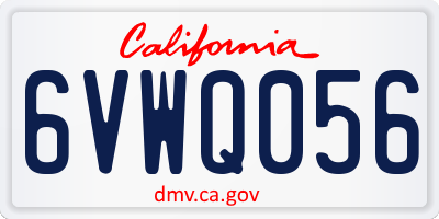 CA license plate 6VWQ056