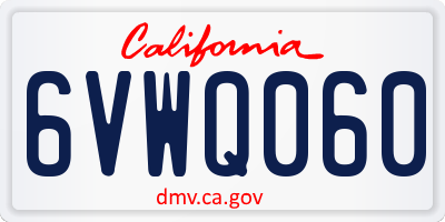 CA license plate 6VWQ060