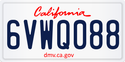 CA license plate 6VWQ088