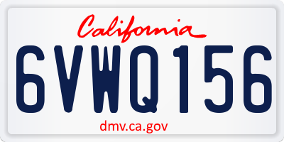 CA license plate 6VWQ156