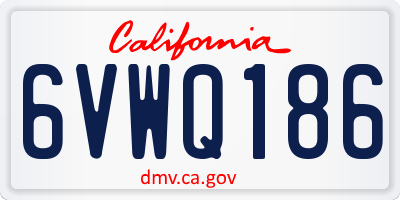 CA license plate 6VWQ186