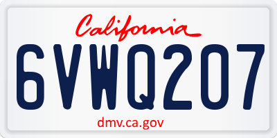 CA license plate 6VWQ207