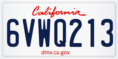 CA license plate 6VWQ213
