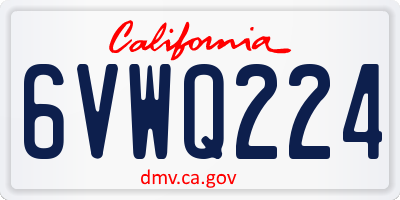 CA license plate 6VWQ224