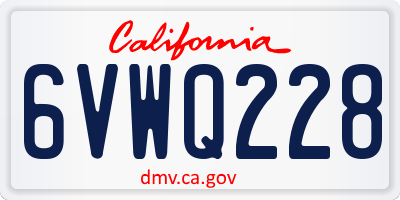 CA license plate 6VWQ228