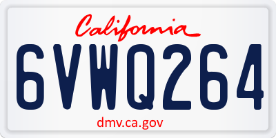 CA license plate 6VWQ264