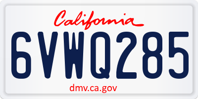 CA license plate 6VWQ285