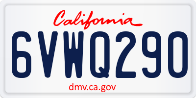 CA license plate 6VWQ290
