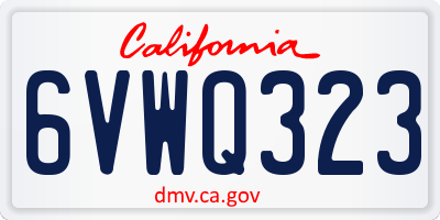 CA license plate 6VWQ323
