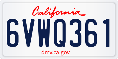 CA license plate 6VWQ361