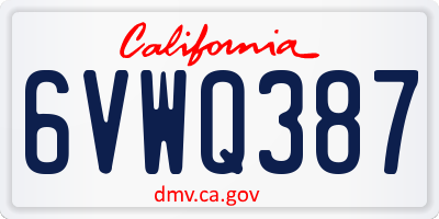 CA license plate 6VWQ387