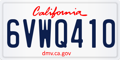 CA license plate 6VWQ410