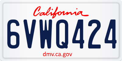 CA license plate 6VWQ424