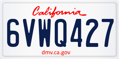 CA license plate 6VWQ427