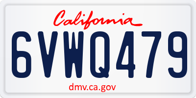 CA license plate 6VWQ479