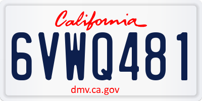 CA license plate 6VWQ481