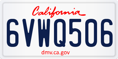 CA license plate 6VWQ506