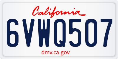 CA license plate 6VWQ507