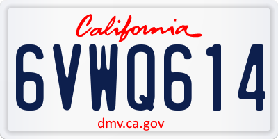 CA license plate 6VWQ614
