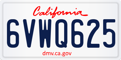 CA license plate 6VWQ625