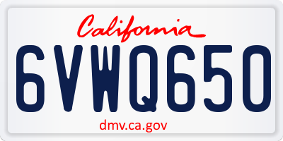 CA license plate 6VWQ650