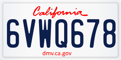 CA license plate 6VWQ678