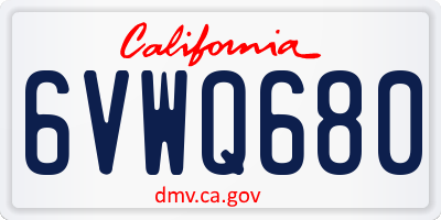 CA license plate 6VWQ680