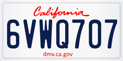 CA license plate 6VWQ707