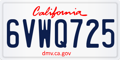 CA license plate 6VWQ725